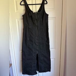 Black denim midi dress